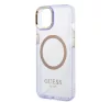 Guess Gold Outline Translucent MagSafe Apple iPhone 14 hátlap tok, lila
