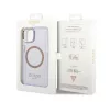 Guess Gold Outline Translucent MagSafe Apple iPhone 14 hátlap tok, lila