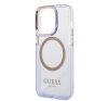 Guess Gold Outline Translucent MagSafe Apple iPhone 14 Pro Max hátlap tok, lila