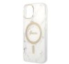 Guess Marble MagSafe Apple iPhone 14 Plus hátlap tok, fehér + MagSafe töltő