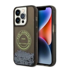   Karl Lagerfeld Liquid Glitter RSG Apple iPhone 14 Pro hátlap tok, fekete