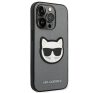 Karl Lagerfeld Saffiano Choupette Head Patch Apple iPhone 14 Pro hátlap tok, ezüst
