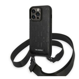   Karl Lagerfeld Monogram Plaque Logo Apple iPhone 14 Pro hátlap tok, fekete