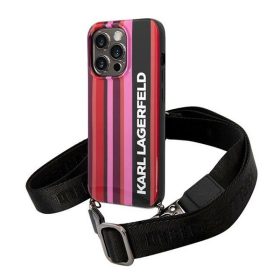   Karl Lagerfeld Color Stripes Strap Apple iPhone 14 Pro hátlap tok, rózsaszín