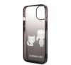 Karl Lagerfeld Gradient Ikonik Karl & Choupette Apple iPhone 14 Pro hátlap tok, fekete