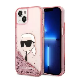   Karl Lagerfeld Glitter Karl Head Apple iPhone 14 Plus hátlap tok, rózsaszín