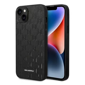   Karl Lagerfeld Saffiano Mono Metal Apple iPhone 14 Plus hátlap tok, fekete
