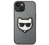 Karl Lagerfeld Saffiano Choupette Head Patch Apple iPhone 14 Plus hátlap tok, ezüst