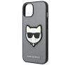 Karl Lagerfeld Saffiano Choupette Head Patch Apple iPhone 14 Plus hátlap tok, ezüst
