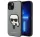 Karl Lagerfeld Saffiano Karl's Head Patch Apple iPhone 14 Plus hátlap tok, ezüst