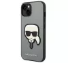 Karl Lagerfeld Saffiano Karl's Head Patch Apple iPhone 14 Plus hátlap tok, ezüst