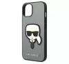 Karl Lagerfeld Saffiano Karl's Head Patch Apple iPhone 14 Plus hátlap tok, ezüst