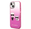 Karl Lagerfeld Gradient Ikonik Karl & Choupette Apple iPhone 14 Plus hátlap tok, rózsaszín