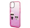Karl Lagerfeld Gradient Ikonik Karl & Choupette Apple iPhone 14 Plus hátlap tok, rózsaszín