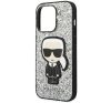 Karl Lagerfeld Glitter Flakes Ikonik Apple iPhone 14 Pro Max hátlap tok, ezüst