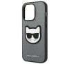 Karl Lagerfeld Saffiano Choupette Head Patch Apple iPhone 14 Pro Max hátlap tok, ezüst