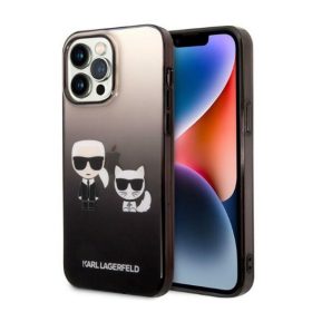   Karl Lagerfeld Gradient Ikonik Karl & Choupette Apple iPhone 14 Pro Max hátlap tok, fekete