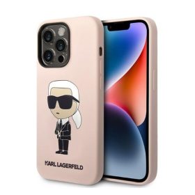   Karl Lagerfeld Silicone Ikonik Apple iPhone 14 Pro Max Magsafe hátlap tok, rózsaszín