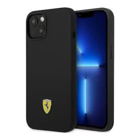   Ferrari Silicone Metal Apple iPhone 14 Plus hátlap tok, fekete