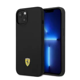   Ferrari Silicone Metal Apple iPhone 14 Plus Magsafe hátlap tok, fekete