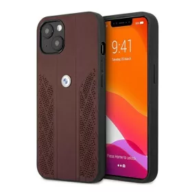   BMW Leather Curve Perforate Apple iPhone 13 mini hátlap tok, piros