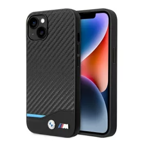 BMW Leather Carbon Apple iPhone 14 Plus hátlap tok, fekete