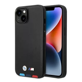   BMW Leather Stamp Tricolor Apple iPhone 14 Plus hátlap tok, fekete