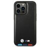 BMW Leather Stamp Tricolor Magsafe Apple iPhone 14 Pro Max hátlap tok, fekete
