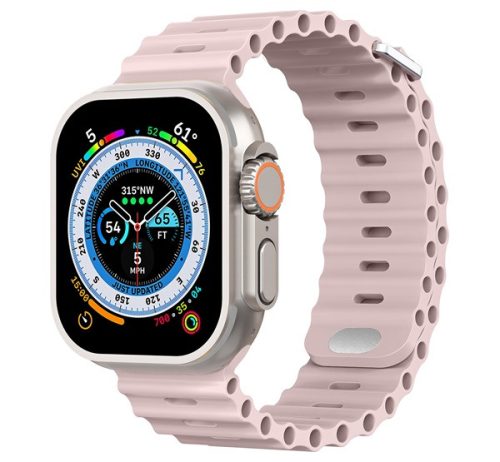 Phoner River Apple Watch 49/45/44/42 mm szilikon szíj, rózsaszín