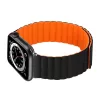 Phoner Rever Apple Watch forgatható mágneses szilikon szíj, 41/40/38mm, S/M, fekete/narancs
