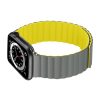 Phoner Rever Apple Watch forgatható mágneses szilikon szíj, 49/45/44/42mm, M/L, szürke/sárga