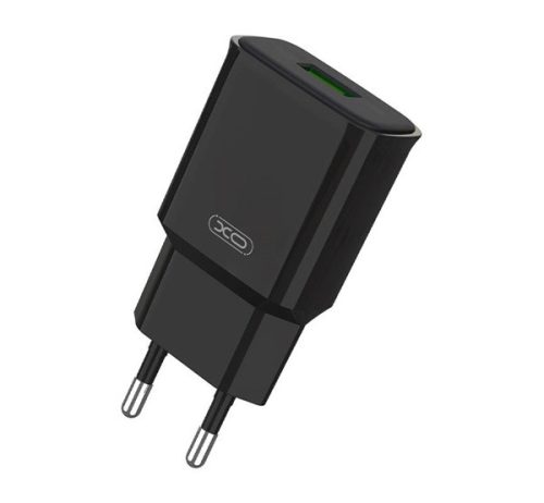 XO L92D hálózati gyorstöltő adapter, USB, 18W, fekete