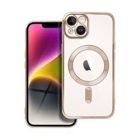   Electro Mag Apple iPhone 14 MagSafe szilikon tok kameravédő-lencsével, arany