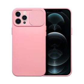   Slide Apple iPhone 12 Pro Max, kameravédős szilikon tok, rózsaszín