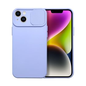   Slide Apple iPhone 14 Plus, kameravédős szilikon tok, levendula