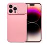 Slide Apple iPhone 14 Pro Max, kameravédős szilikon tok, rózsaszín