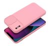 Slide Apple iPhone X/XS, kameravédős szilikon tok, rózsaszín