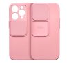 Slide Apple iPhone X/XS, kameravédős szilikon tok, rózsaszín