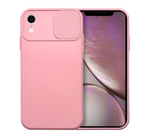 Slide Apple iPhone XR, kameravédős szilikon tok, rózsaszín