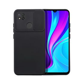 Slide Xiaomi Redmi 9C, kameravédős szilikon tok, fekete