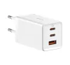 Baseus GaN5 Pro hálózati töltő 2xUSB-C + USB-A, USB-C-USB-C kábellel, 65W, fehér