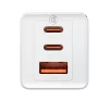 Baseus GaN5 Pro hálózati töltő 2xUSB-C + USB-A, USB-C-USB-C kábellel, 65W, fehér