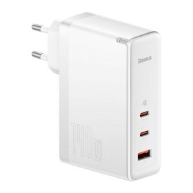   Baseus GaN5 Pro hálózati töltő 2xUSB-C + USB-A, 140W, fehér