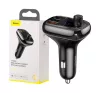 Baseus S-13 autós szivargyújtó töltő és Bluetooth MP3/FM transzmitter, 2XUSB, 1xUSB-C, fekete