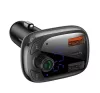 Baseus S-13 autós szivargyújtó töltő és Bluetooth MP3/FM transzmitter, 2XUSB, 1xUSB-C, fekete