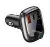Baseus S-13 autós szivargyújtó töltő és Bluetooth MP3/FM transzmitter, 2XUSB, 1xUSB-C, fekete