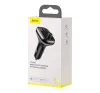 Baseus S-13 autós szivargyújtó töltő és Bluetooth MP3/FM transzmitter, 2XUSB, 1xUSB-C, fekete