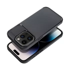   Forcell Carbon Premium hátlap tok Apple iPhone 15 Plus karbon mintás szilikon tok, fekete