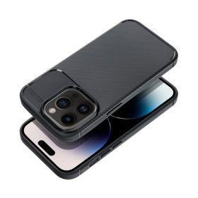   Forcell Carbon Premium hátlap tok Apple iPhone 15 Pro karbon mintás szilikon tok, fekete