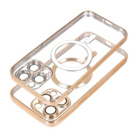   Electro Mag Apple iPhone 15 Pro MagSafe szilikon tok kameravédő-lencsével, arany